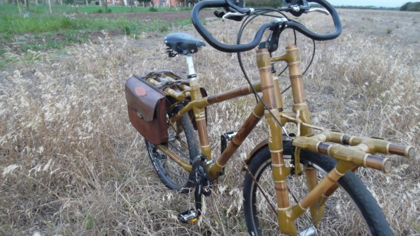 Bicicleta de ciclotursmo de bambú doble portalforjas